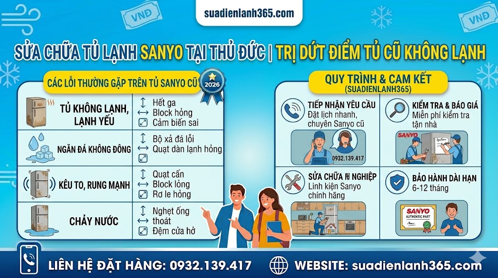 Sửa Chữa Tủ Lạnh Sanyo Tại Thủ Đức