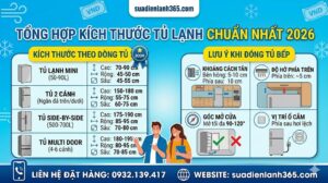 Tổng Hợp Kích Thước Tủ Lạnh Chuẩn Nhất 2026 Lưu Ý Khi Đóng Tủ Bếp